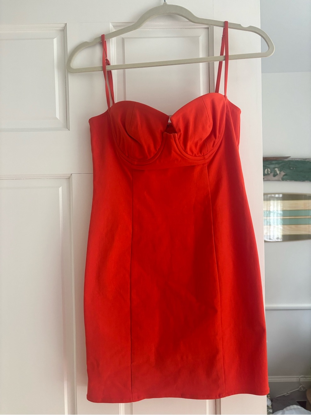 Red Mini Bustier Dress with Spaghetti Straps